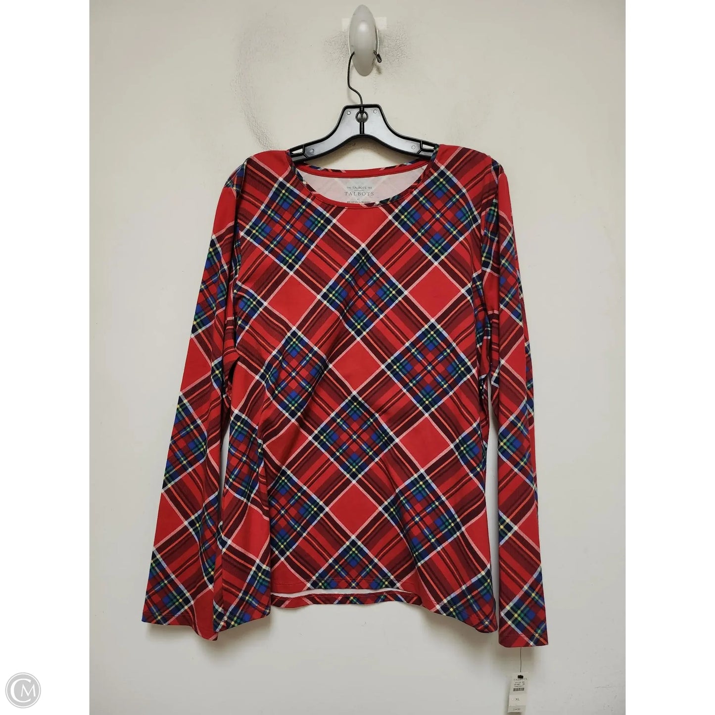 Top Long Sleeve Basic By Talbots In Plaid Pattern, Size: Xl