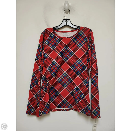 Top Long Sleeve Basic By Talbots In Plaid Pattern, Size: Xl