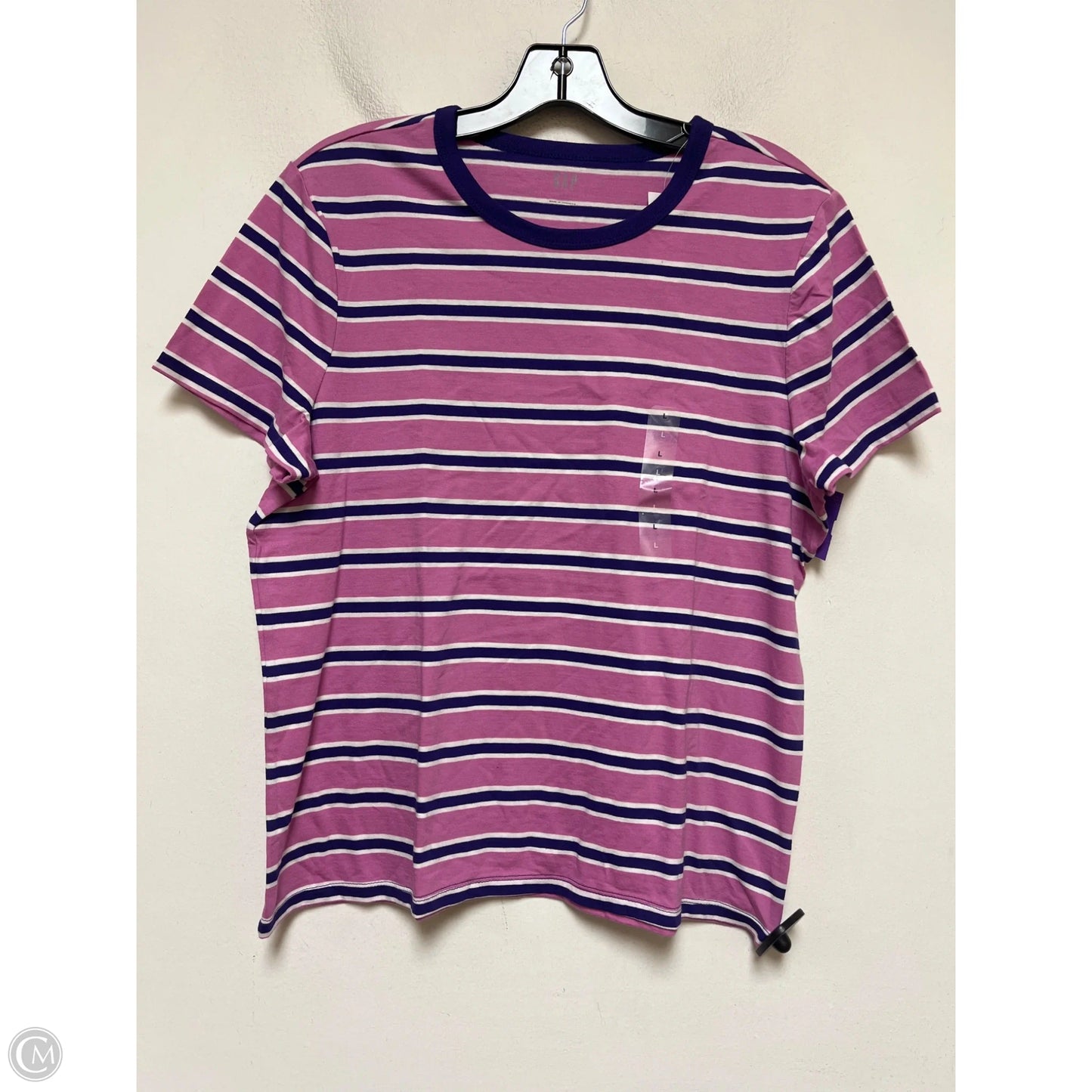 Top Short Sleeve Basic By Gap In Striped Pattern, Size: L