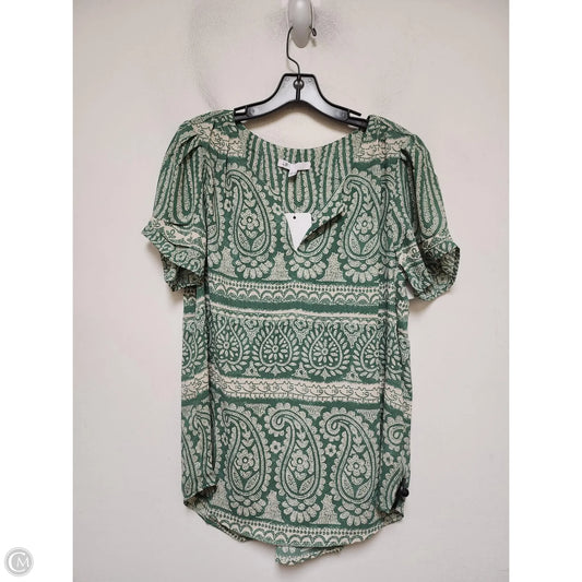 Top Short Sleeve By Dr2 In Green & Tan, Size: L
