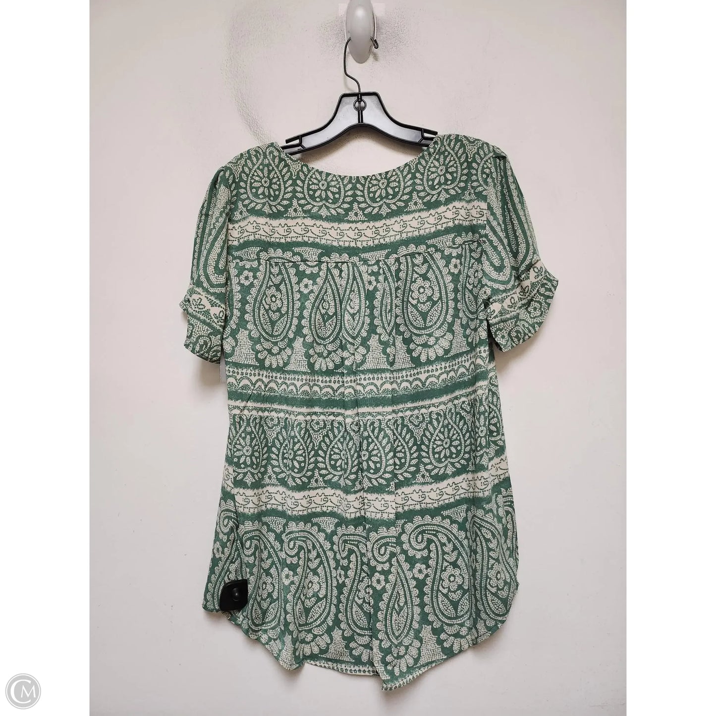 Top Short Sleeve By Dr2 In Green & Tan, Size: L