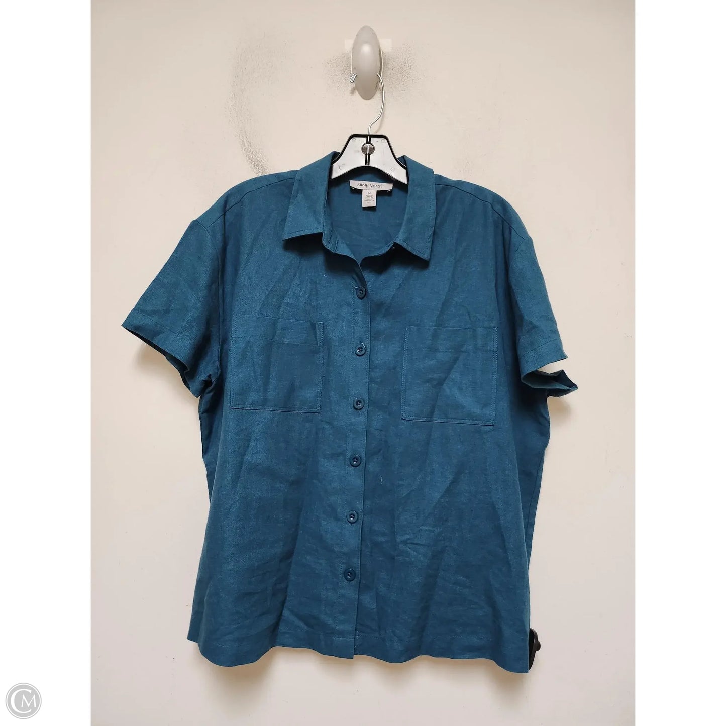 Top Short Sleeve By Nine West In Teal, Size: M