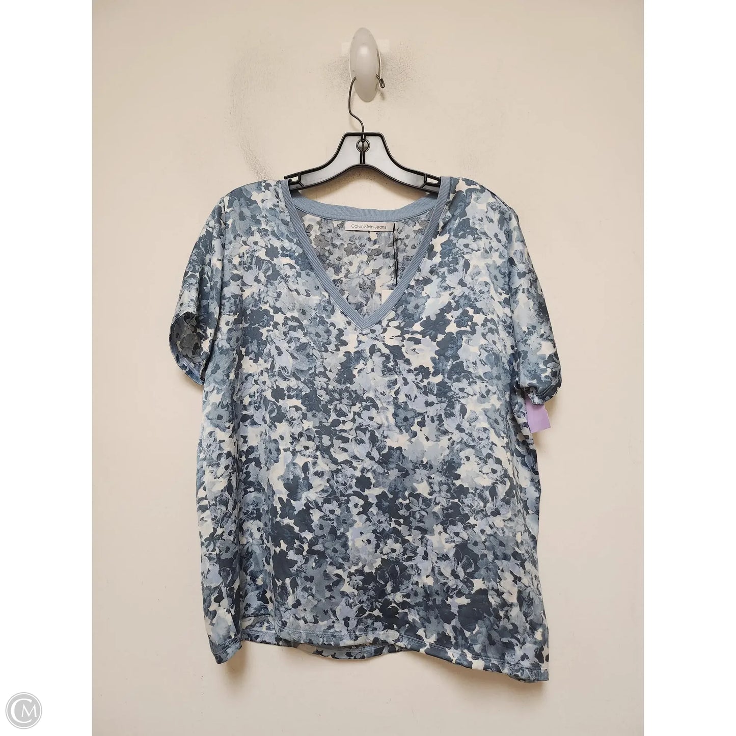 Top Short Sleeve By Calvin Klein In Floral Print, Size: M