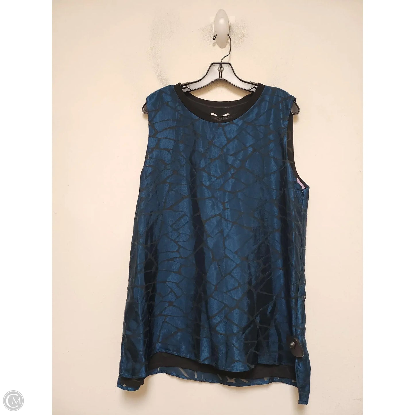 Top Sleeveless By Calvin Klein In Black & Blue, Size: L