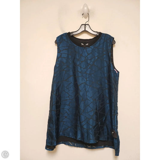 Top Sleeveless By Calvin Klein In Black & Blue, Size: L