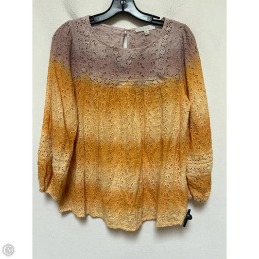 Top Long Sleeve By Eri + Ali In Orange & Pink, Size: M