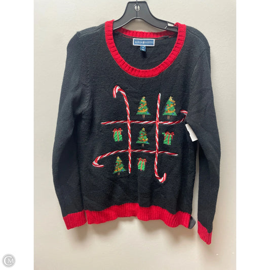 Sweater By Karen Scott In Black & Red, Size: M