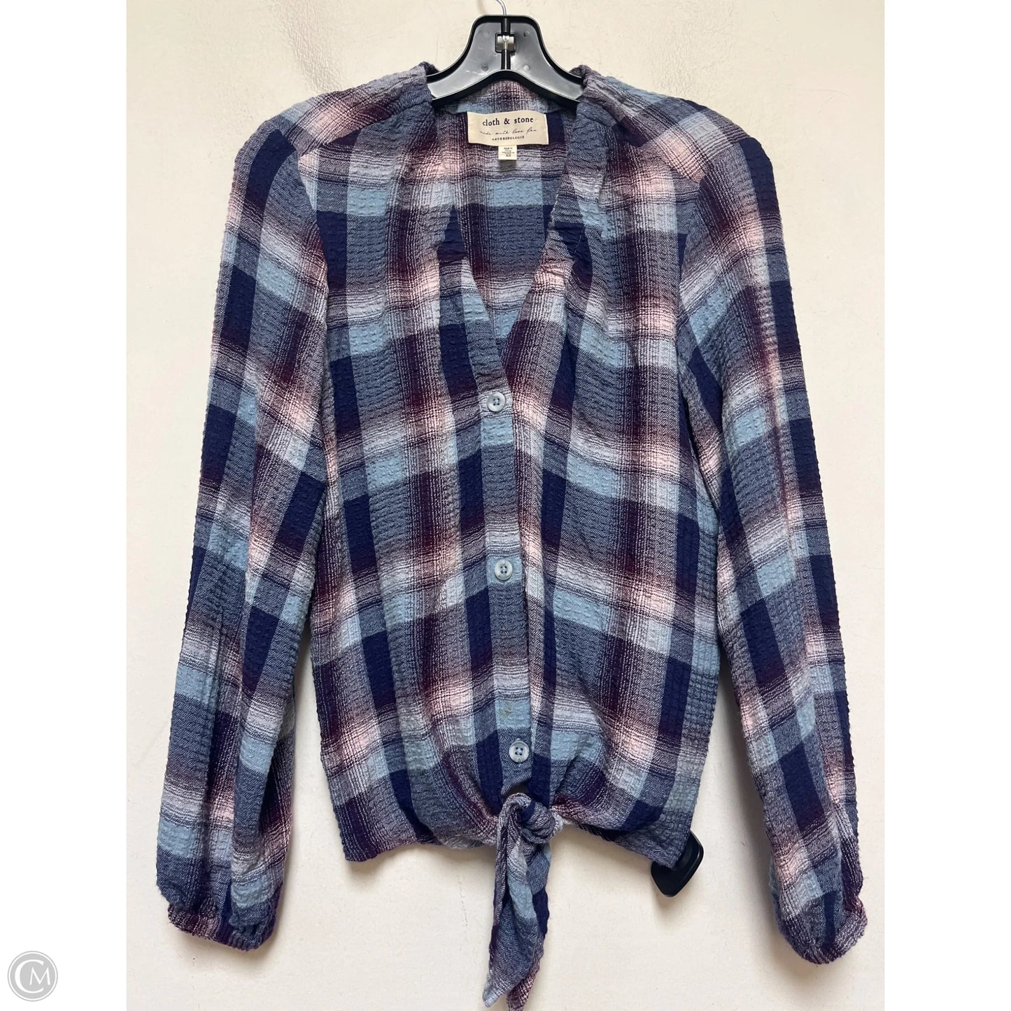 Top Long Sleeve By Cloth And Stone In Plaid Pattern, Size: Xs