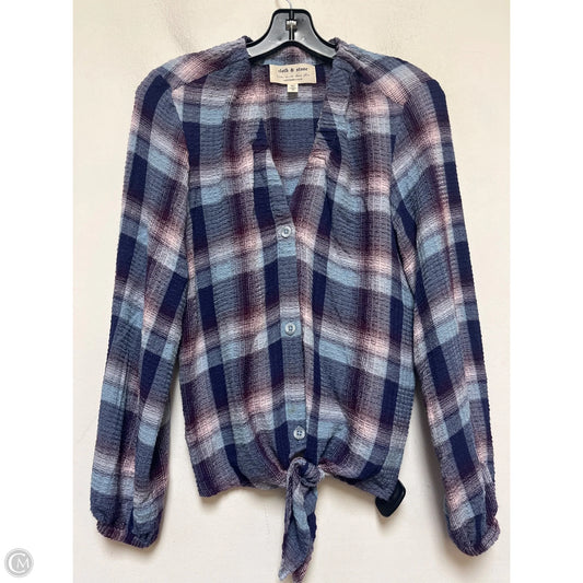 Top Long Sleeve By Cloth And Stone In Plaid Pattern, Size: Xs