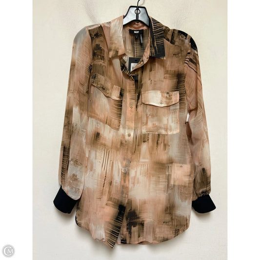 Top Long Sleeve By Dkny In Black & Pink, Size: M