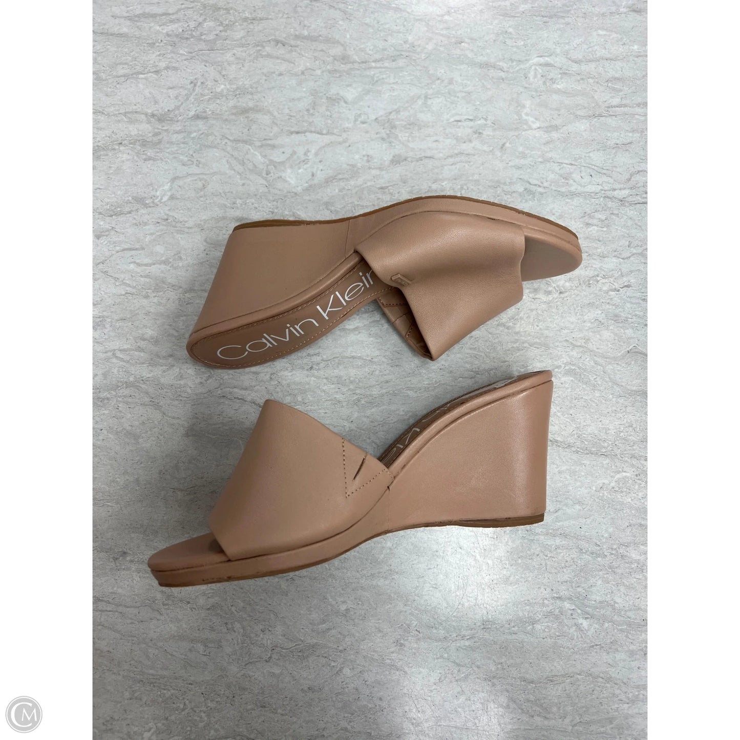 Sandals Heels Wedge By Calvin Klein In Tan, Size: 10