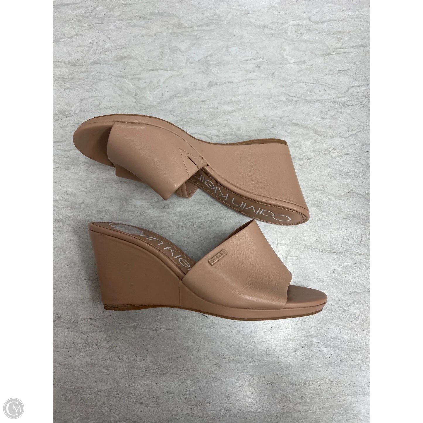 Sandals Heels Wedge By Calvin Klein In Tan, Size: 10