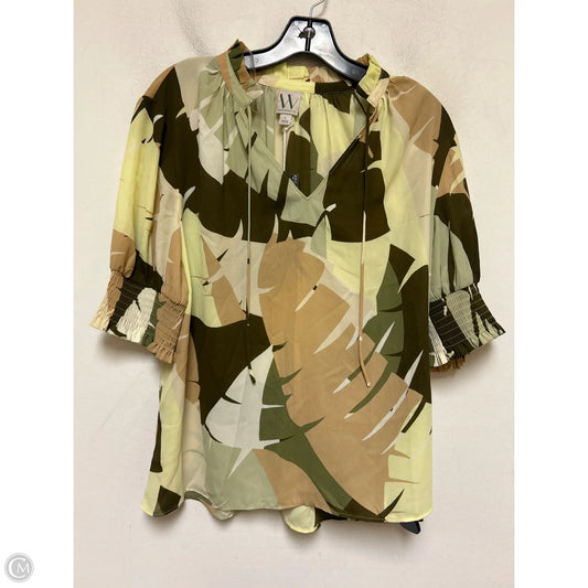 Top Short Sleeve By Worthington In Brown & Green, Size: L