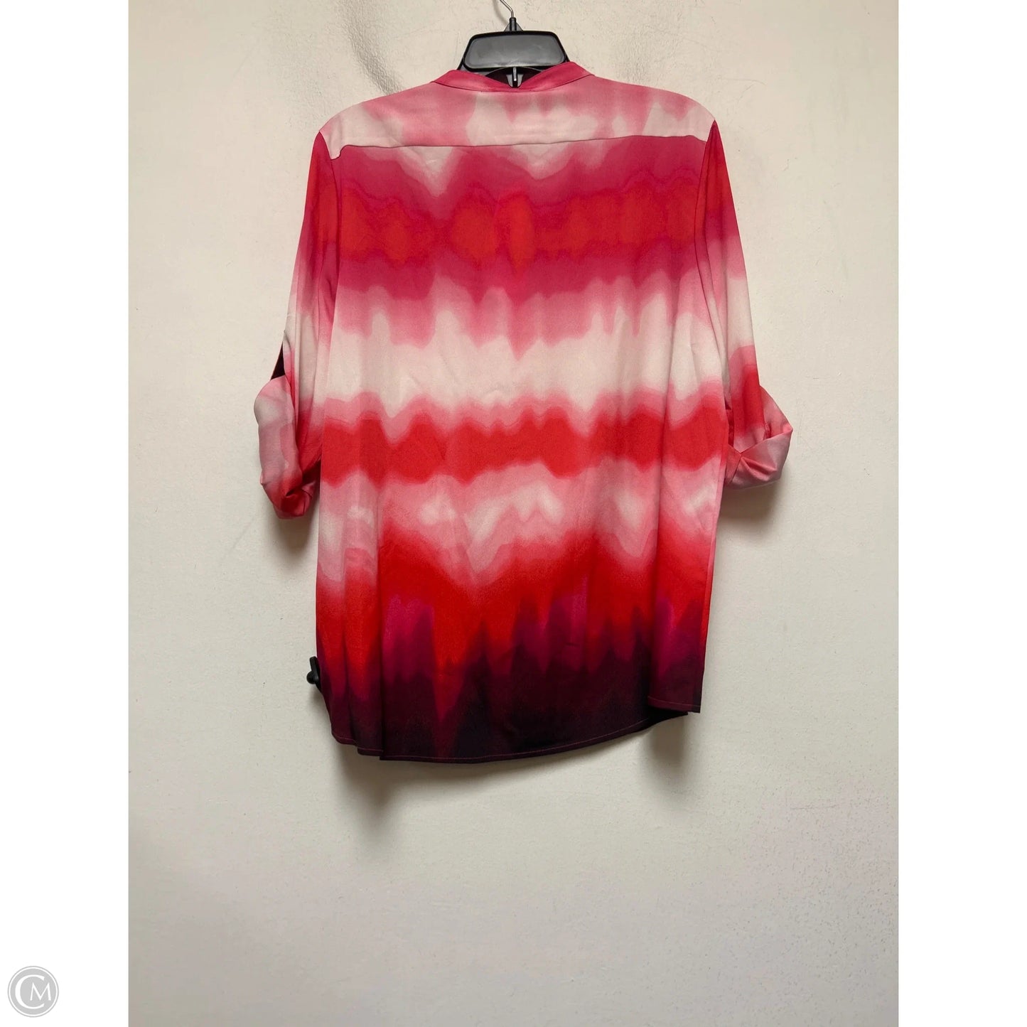Top Short Sleeve By Calvin Klein In Pink & White, Size: Xl