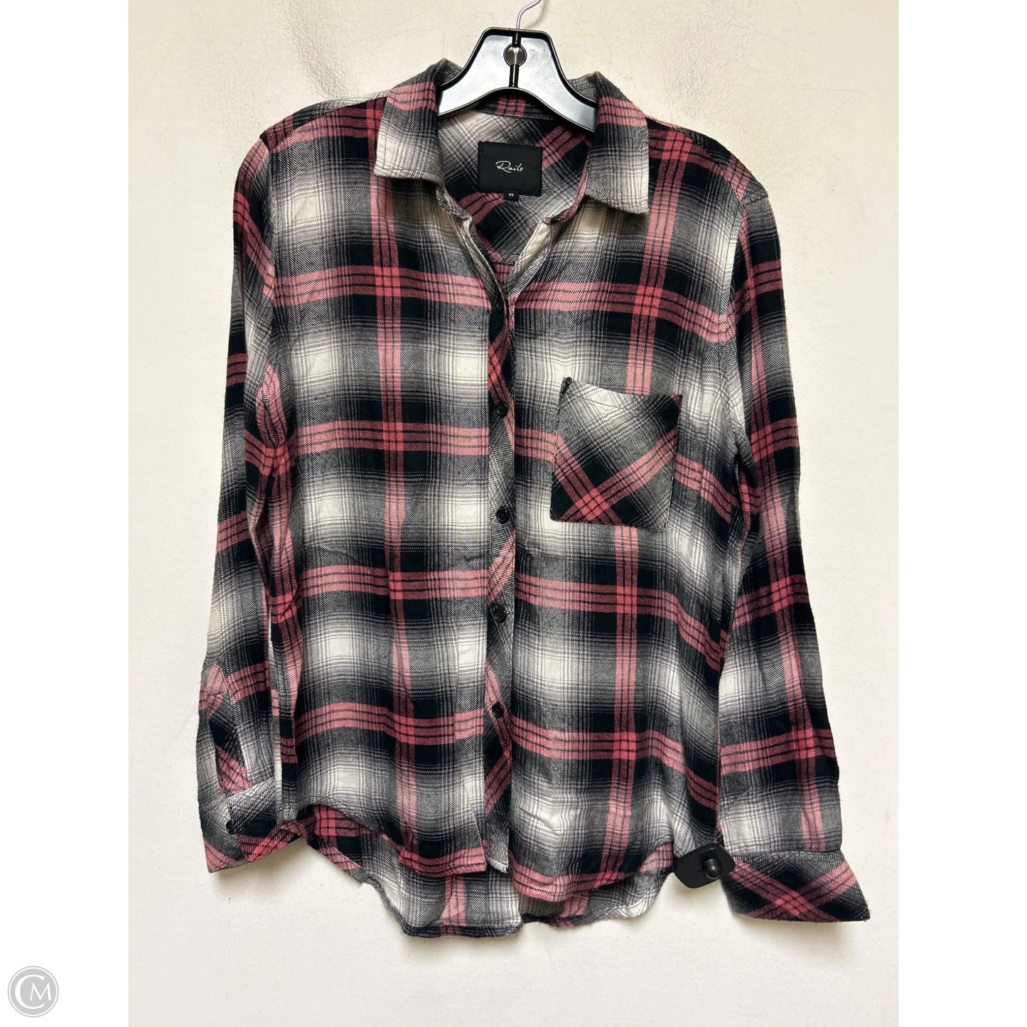 Top Long Sleeve By Rails In Plaid Pattern, Size: Xs