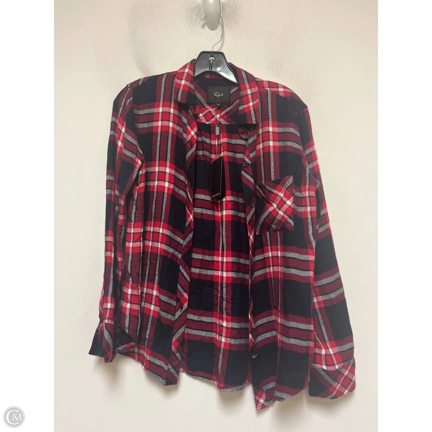 Top Long Sleeve By Rails In Plaid Pattern, Size: Xs