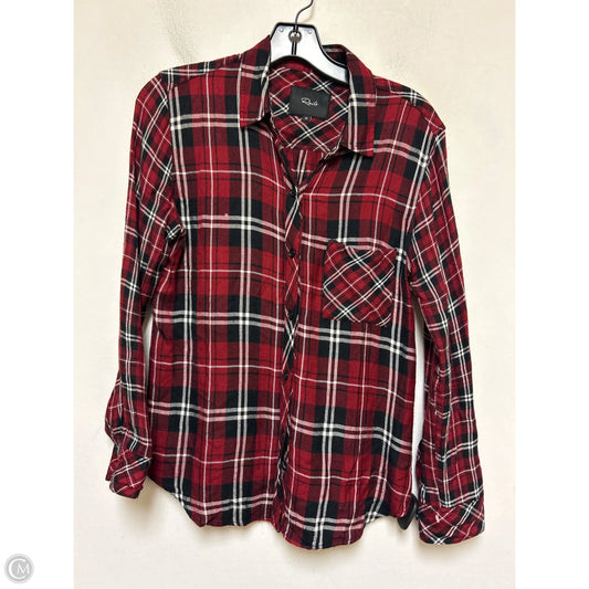 Top Long Sleeve By Rails In Plaid Pattern, Size: Xs
