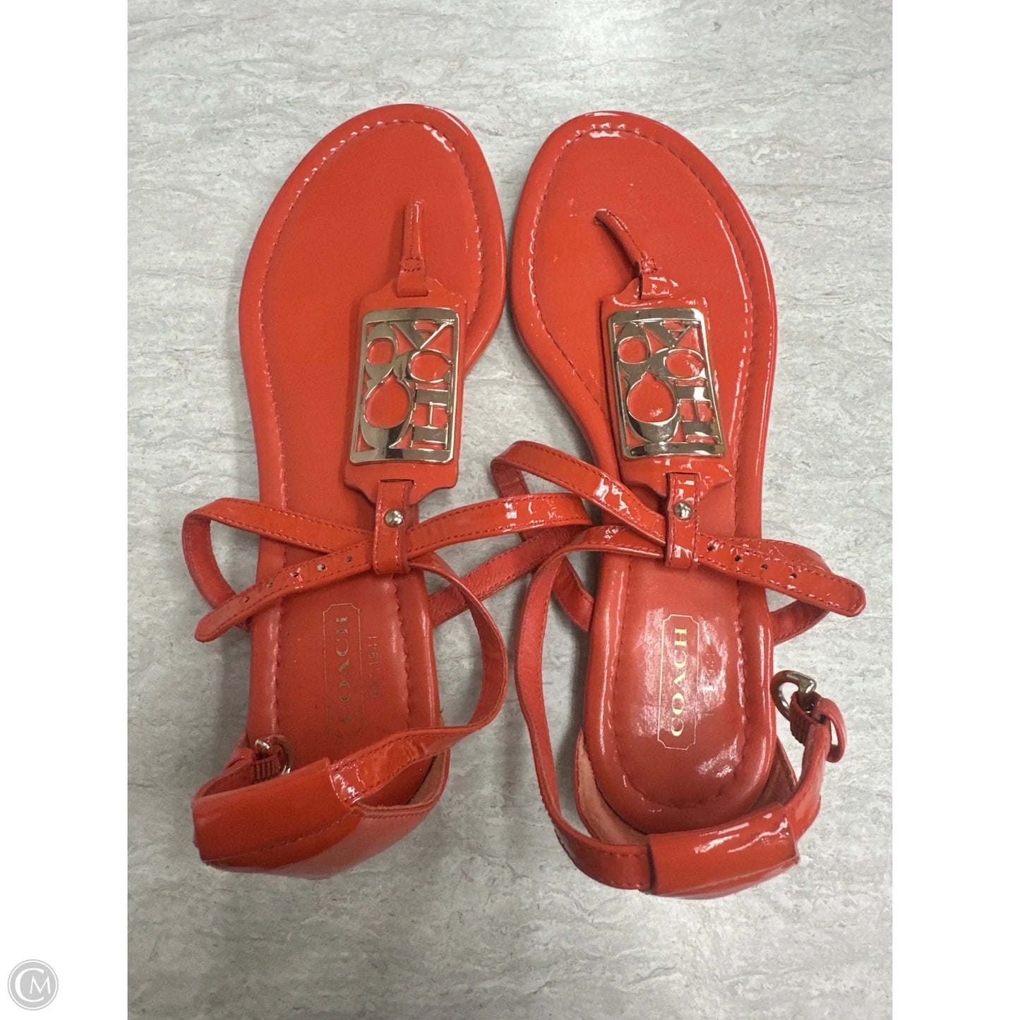 Sandals Designer By Coach In Orange, Size: 7.5