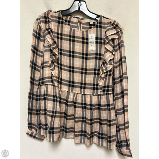 Top Long Sleeve By Loft In Plaid Pattern, Size: Xs