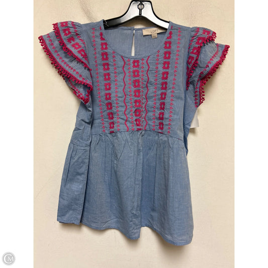 Top Short Sleeve By Loft In Blue, Size: Xs