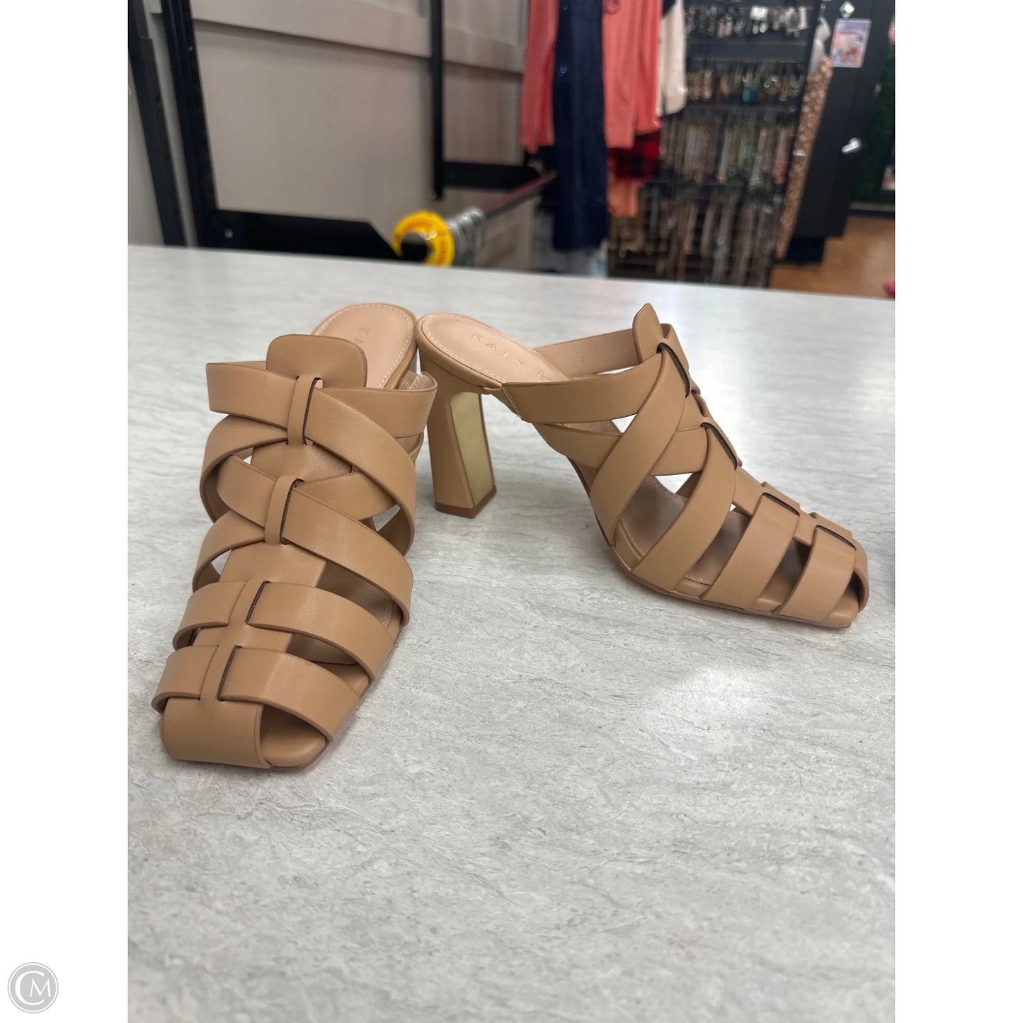 Shoes Heels Block By Clothes Mentor In Tan, Size: 7.5
