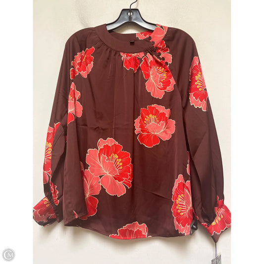 Top Long Sleeve By Nicole By Nicole Miller In Floral Print, Size: M