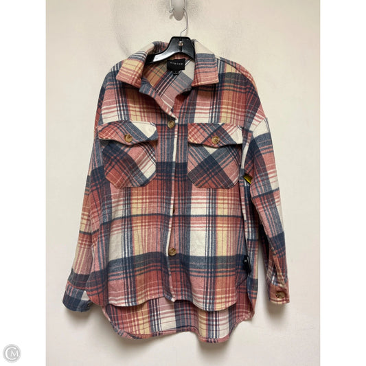 Jacket Shirt By Timing In Plaid Pattern, Size: S