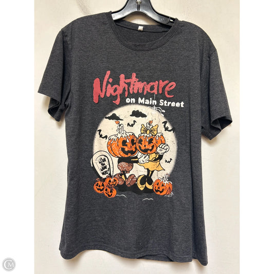 Top Short Sleeve Basic By Disney In Grey & Orange, Size: L