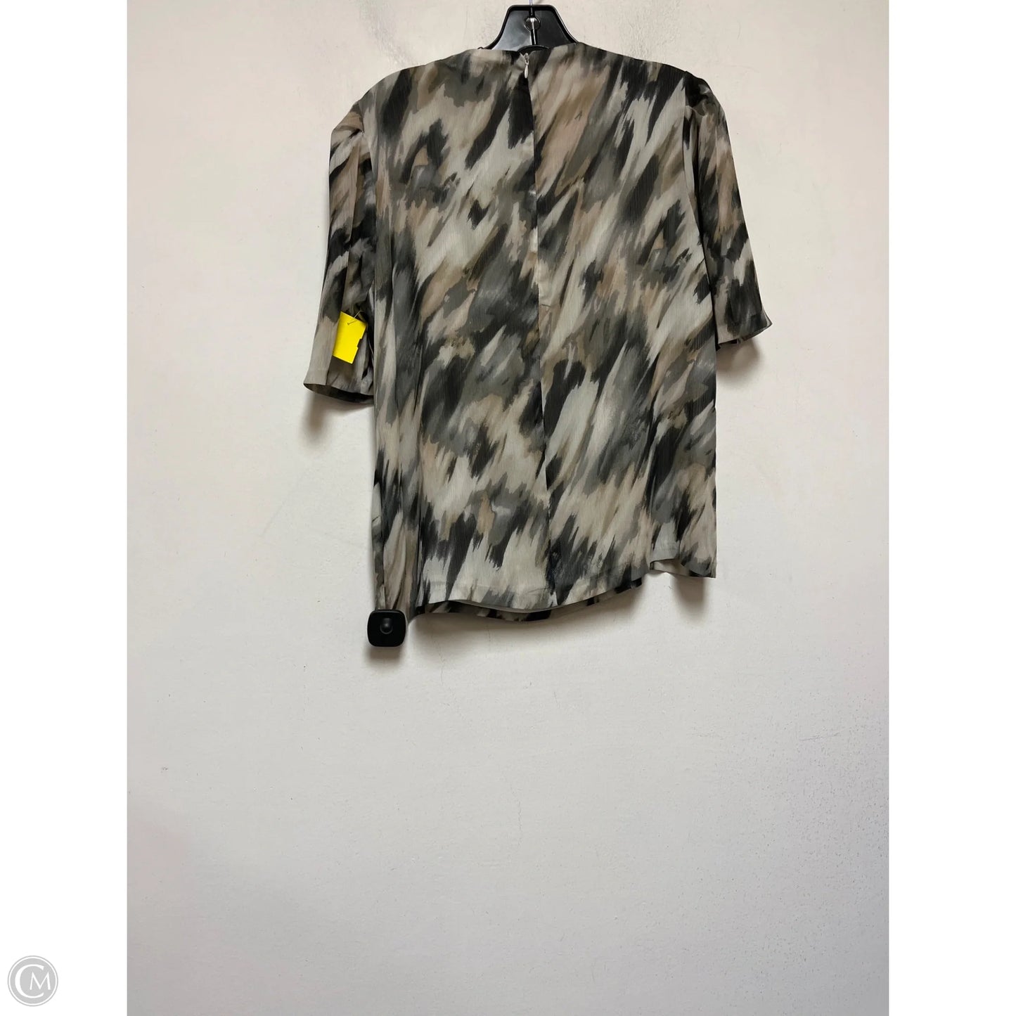 Top Short Sleeve By Calvin Klein In Black & Tan, Size: S