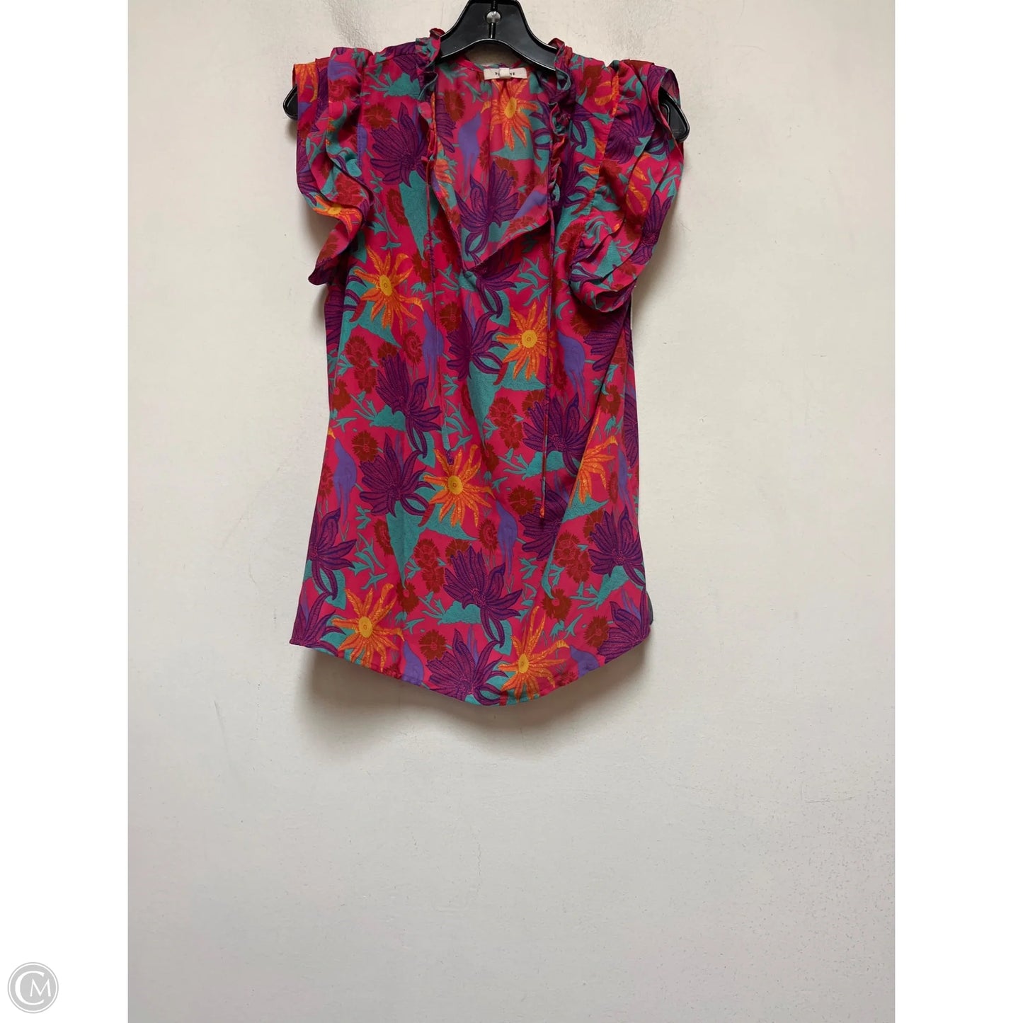 Top Short Sleeve By Pleione In Tropical Print, Size: M