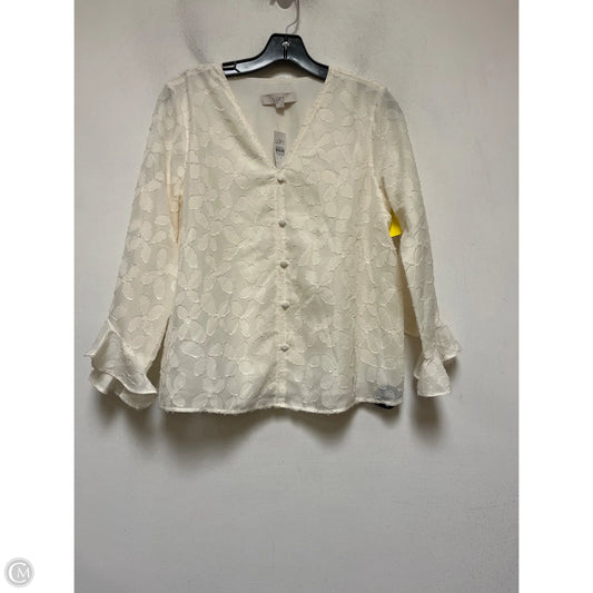 Top Long Sleeve By Loft In Cream, Size: S