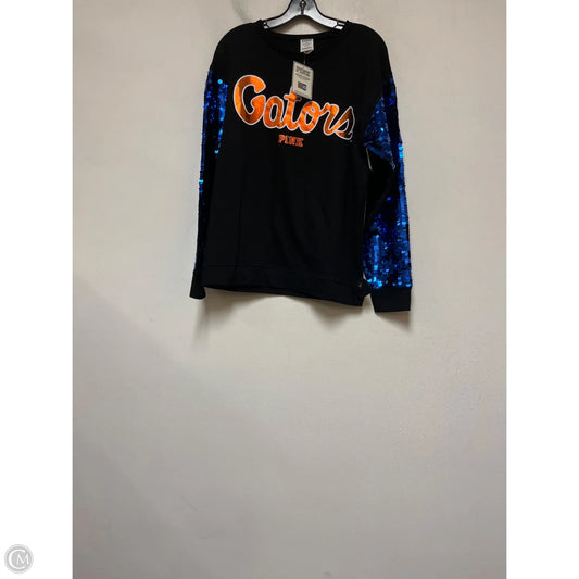 Athletic Top Long Sleeve Crewneck By Pink In Black & Blue, Size: S