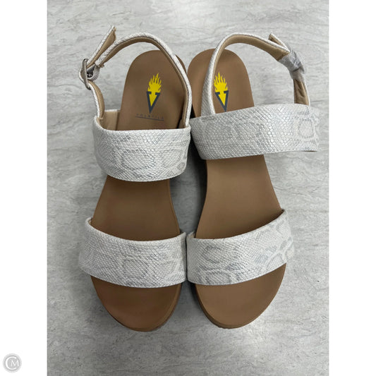 Sandals Heels Wedge By Volatile In Silver & White, Size: 8
