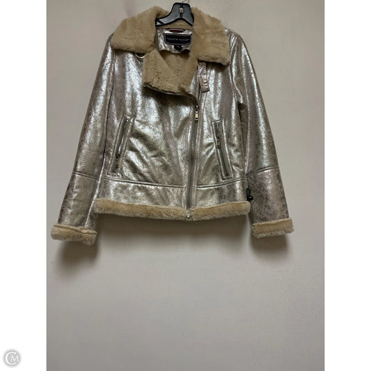 Jacket Faux Fur & Sherpa By Tommy Hilfiger In Silver, Size: M