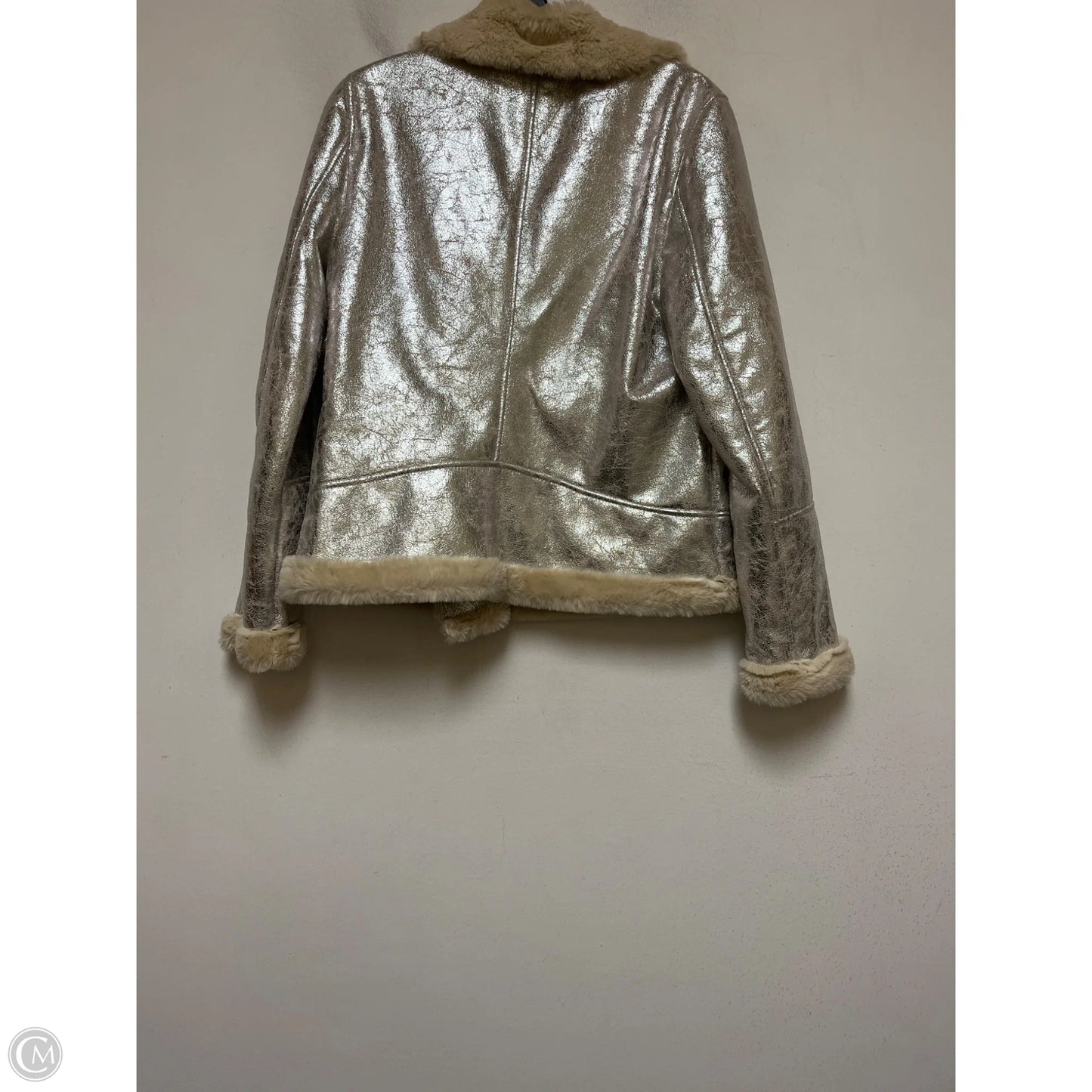 Jacket Faux Fur & Sherpa By Tommy Hilfiger In Silver, Size: M