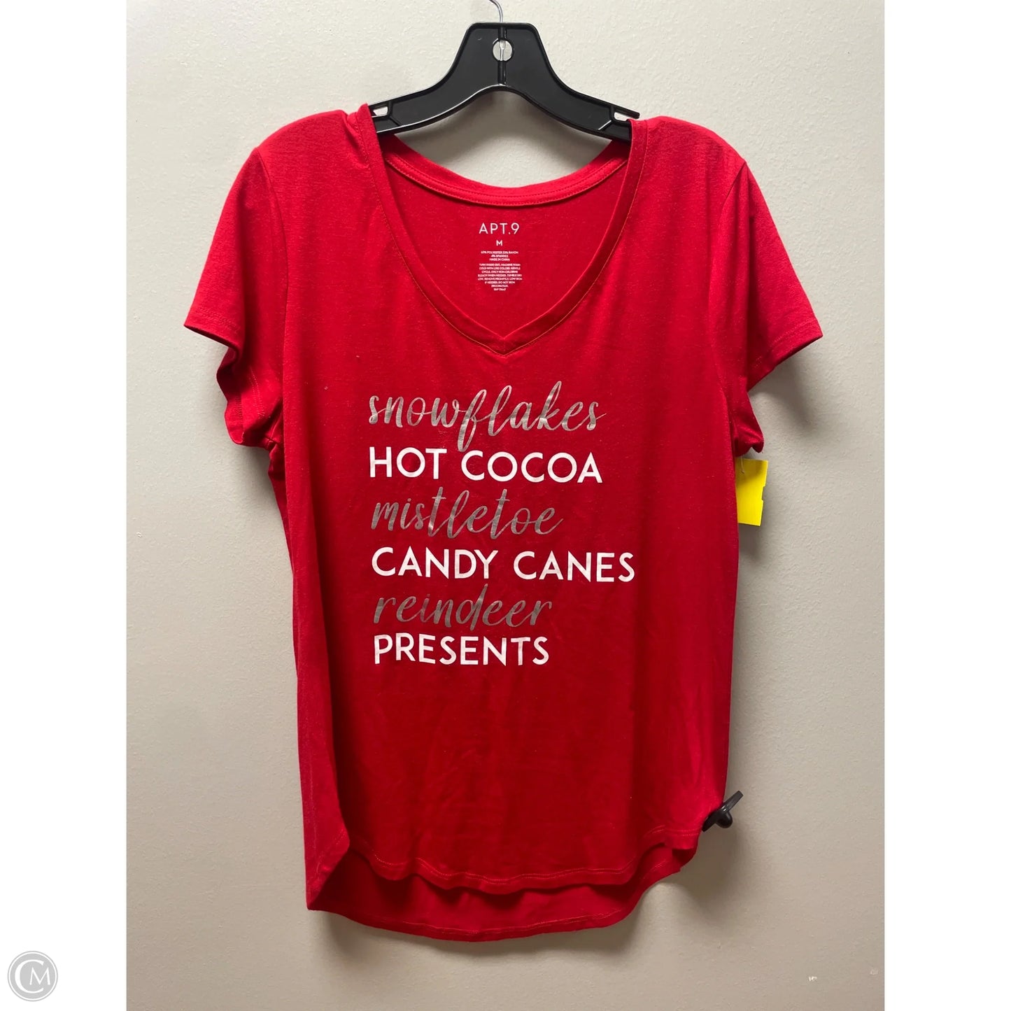 Top Short Sleeve Basic By Apt 9 In Red & Silver, Size: M