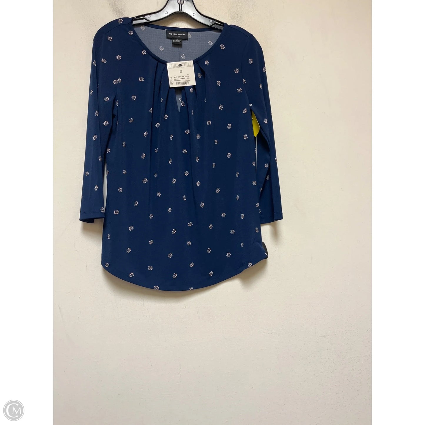 Top Long Sleeve By Liz Claiborne In Blue & Tan, Size: S