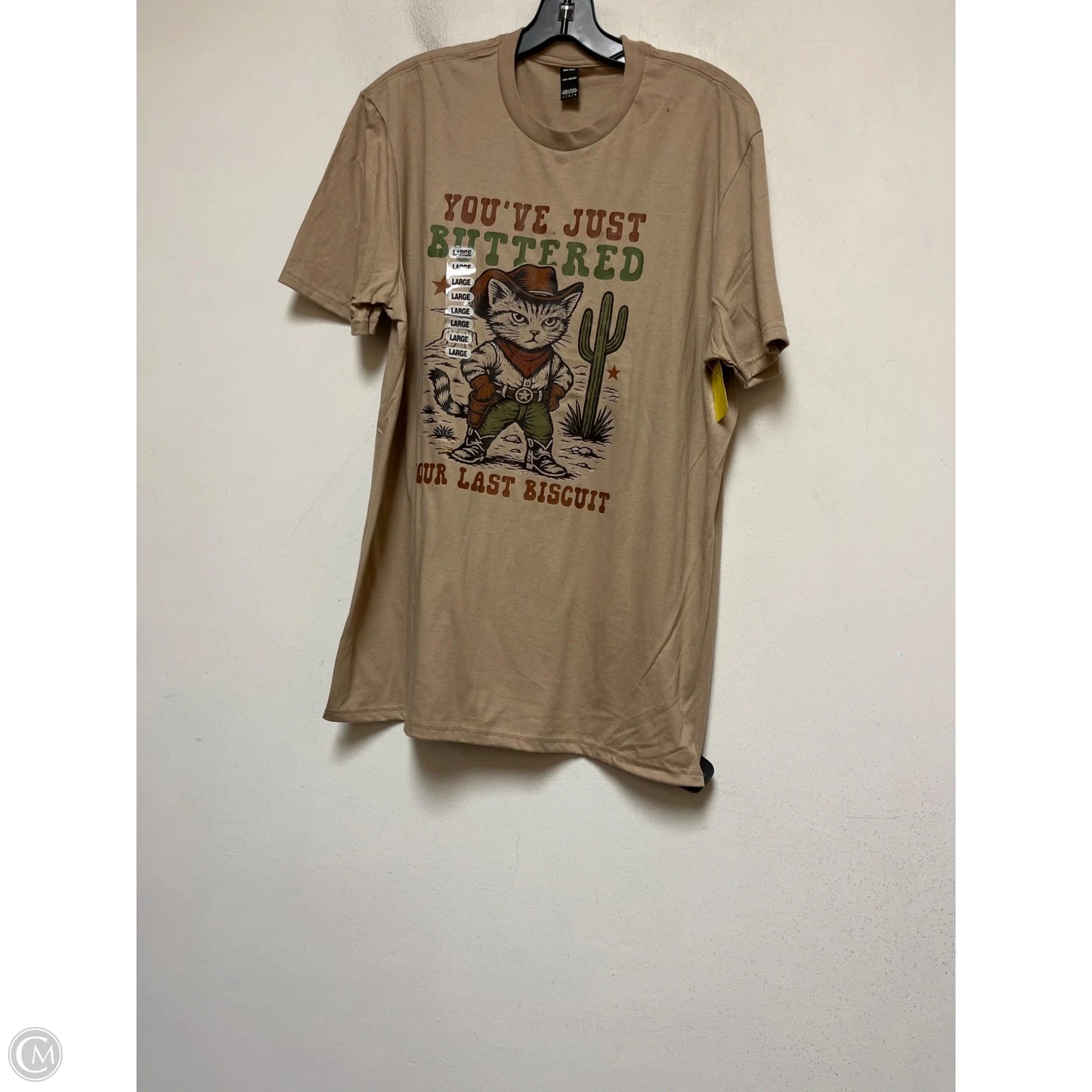 Top Short Sleeve Basic By Clothes Mentor In Tan, Size: L
