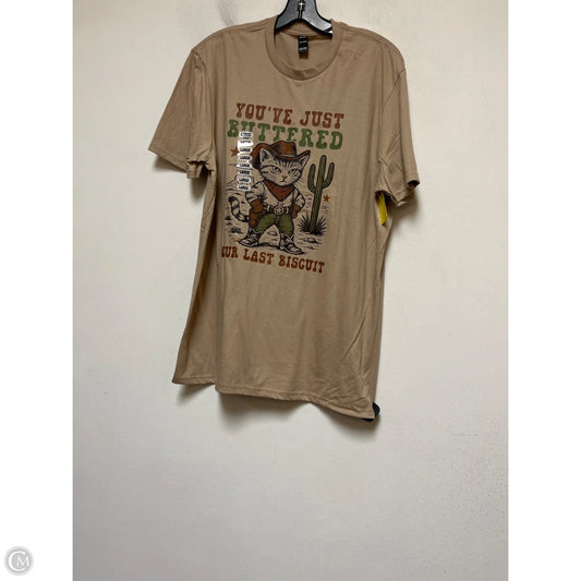 Top Short Sleeve Basic By Clothes Mentor In Tan, Size: L