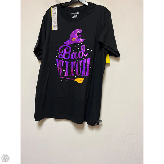 Top Short Sleeve Basic By Clothes Mentor In Black & Purple, Size: L