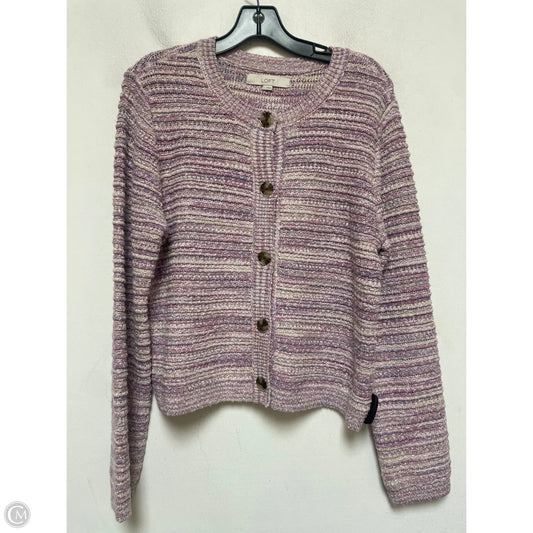 Sweater Cardigan By Loft In Purple, Size: L