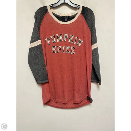 Top Long Sleeve Basic By Clothes Mentor In Black & Orange, Size: L