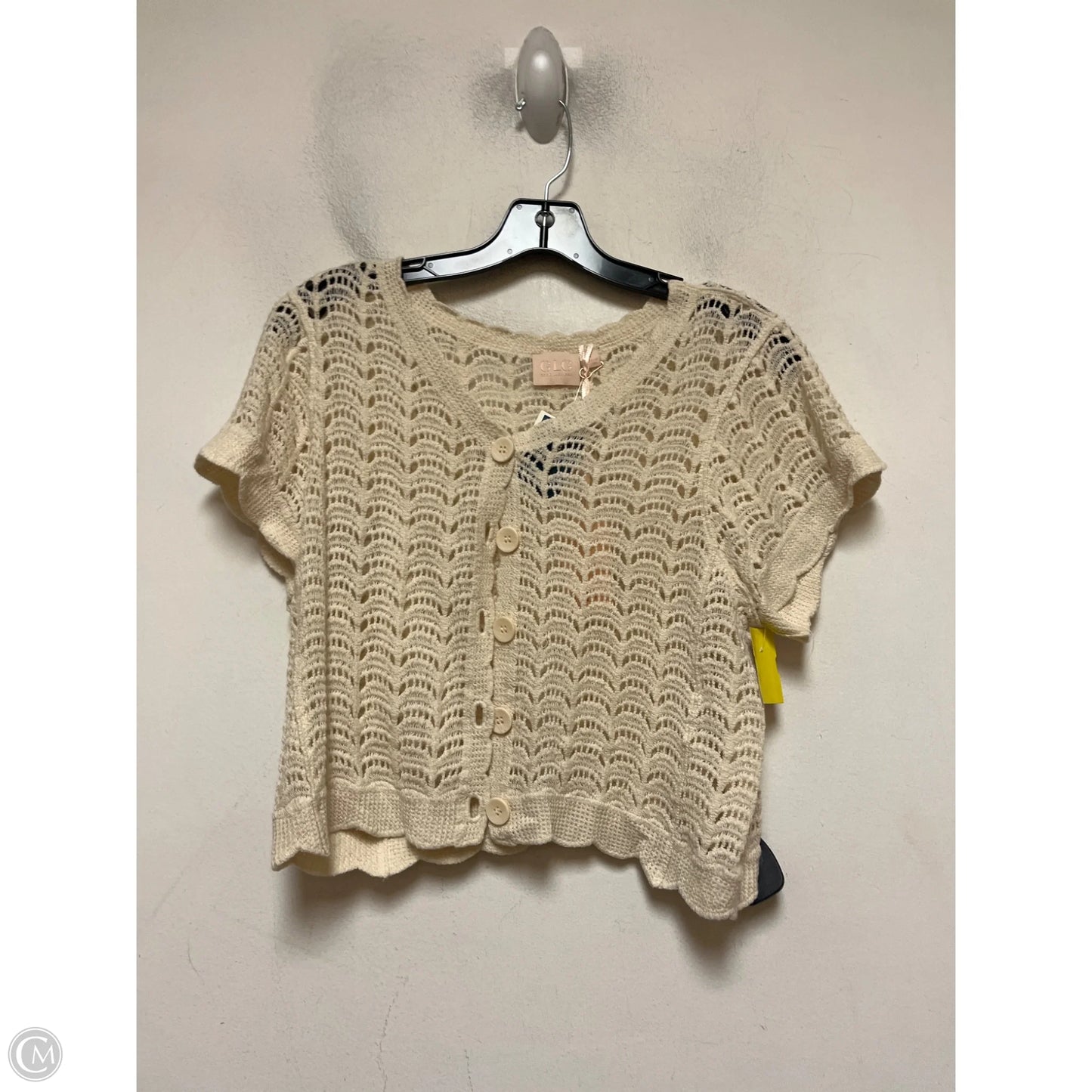 Sweater Short Sleeve By Good Luck Gem In Cream, Size: L