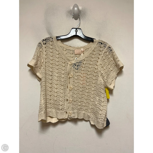 Sweater Short Sleeve By Good Luck Gem In Cream, Size: L