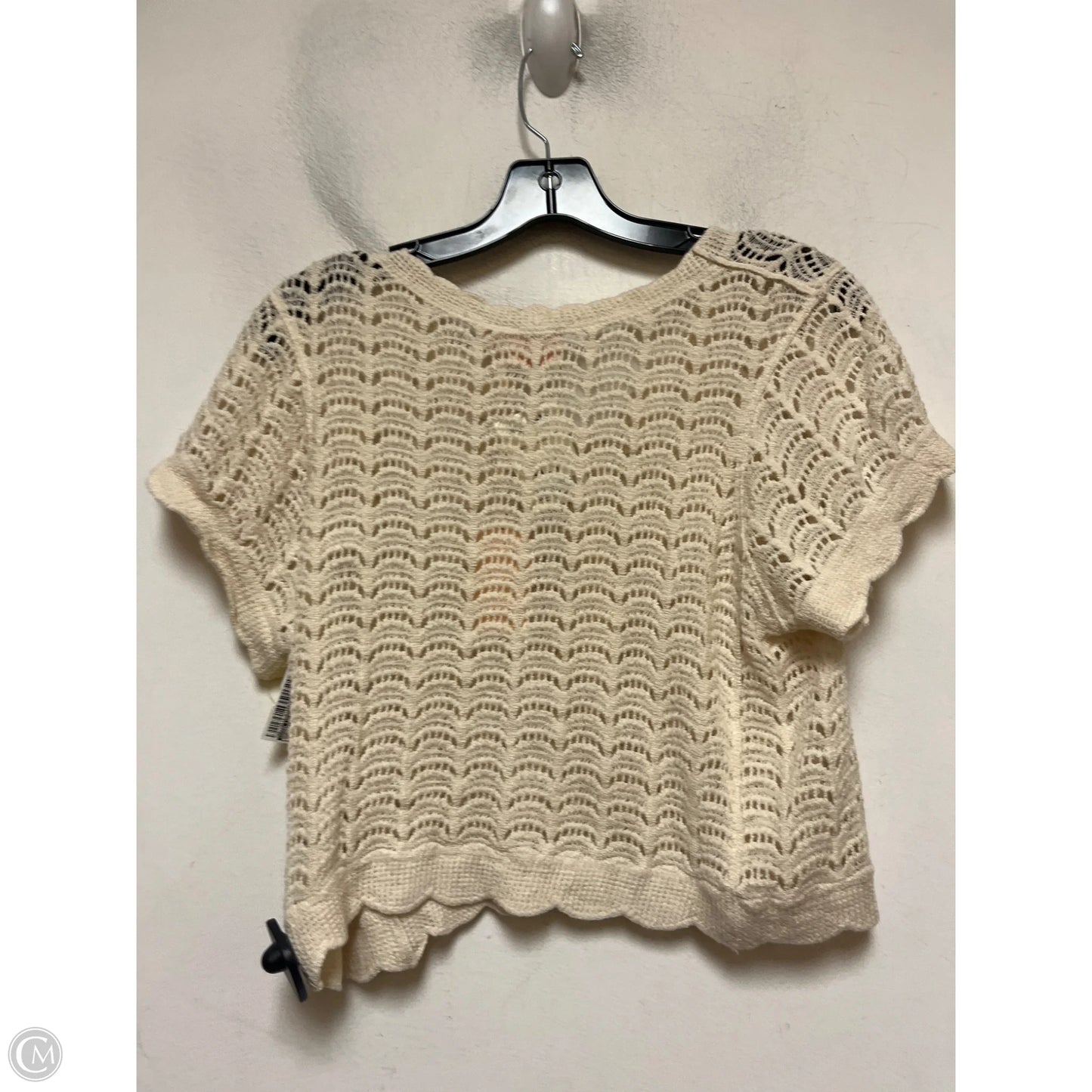 Sweater Short Sleeve By Good Luck Gem In Cream, Size: L