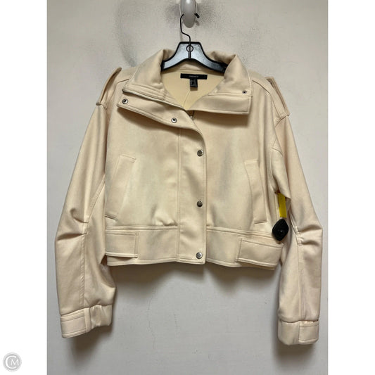 Jacket Moto By Forever 21 In Cream, Size: S