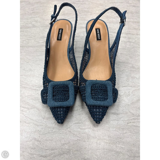 Shoes Heels Kitten By Nine West In Blue Denim, Size: 9