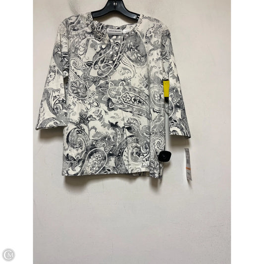 Top Long Sleeve By Alfred Dunner In Grey & White, Size: Sp