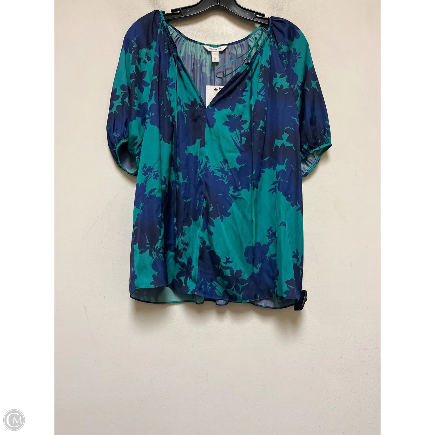 Top Short Sleeve By Nine West In Blue & Green, Size: L