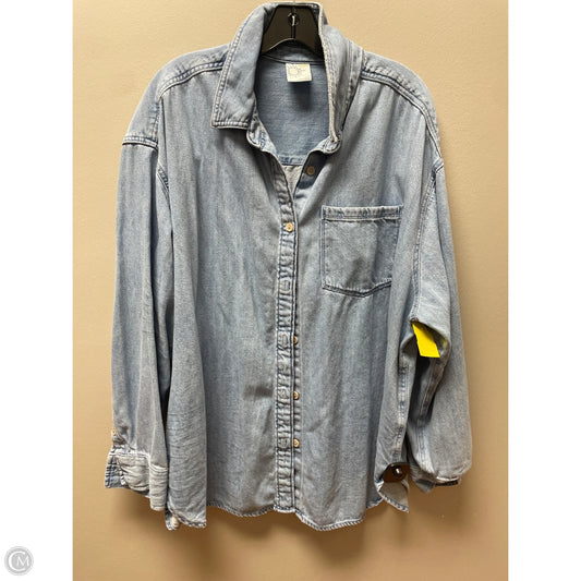 Top Long Sleeve By Aerie In Blue Denim, Size: L